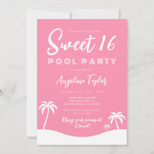 Invitación Fiesta de Piscina de Verano Rosa Femenina Dulces 1