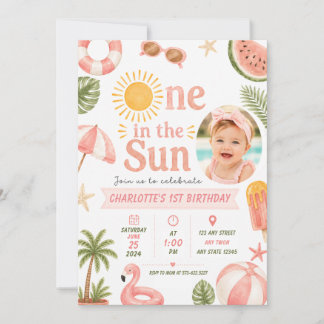 Invitación Fiesta de Piscina de Verano - Uno al Sol Cumpleaño