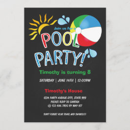 Invitación Fiesta de piscina Diversión de verano de cumpleaño
