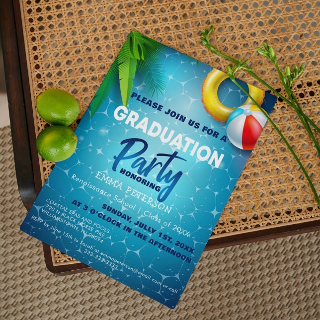 Invitación Fiesta de Piscina Divertida, regalo de graduación  (Subido por el creador)