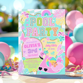 Invitación Fiesta de Piscina Elegante y Divertida Cumpleaños