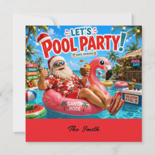 Invitación Fiesta de Piscina en Navidad de Julio con Santa Cl