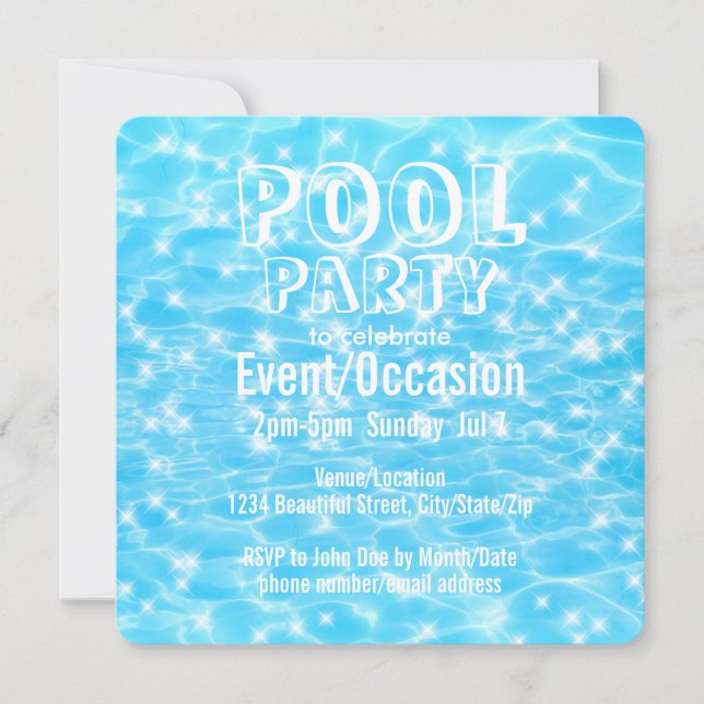 Invitación Fiesta de piscina Fiesta de playa verano Fiesta mo (Anverso)