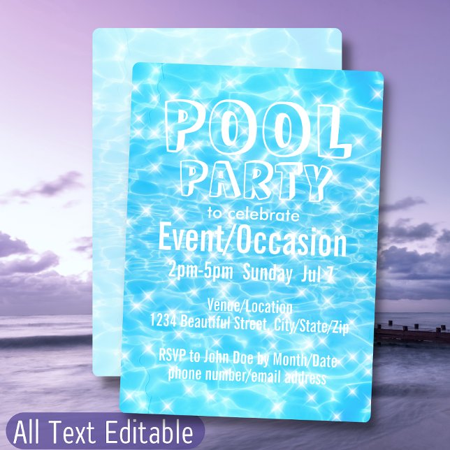 Invitación Fiesta de piscina Fiesta verano Fiesta moderno fre (Subido por el creador)