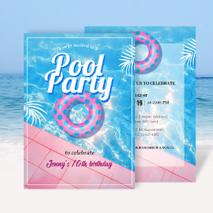 Invitación Fiesta de piscina flotante rosa