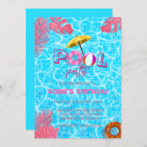 Fiesta de piscina Guay azul y natación en verano C