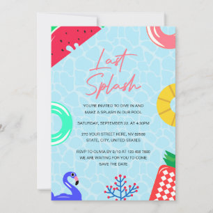Invitación Fiesta de Piscina Last Splash Despedida de Soltera
