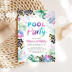 Invitación Fiesta de Piscina Leopardo Safari de Cumpleaños en