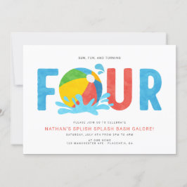 Invitación Fiesta de piscina Minimalista moderna cuarto cumpl