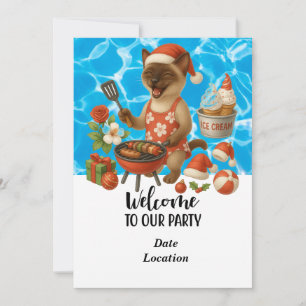 Invitación Fiesta de Piscina Navidad en Julio para Amantes de