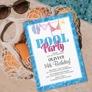 Invitación Fiesta de Piscina para Adolescentes con Estilo   I
