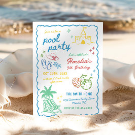 Invitación Fiesta de Piscina Personalizada de Verano Divertid