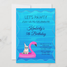Invitación Fiesta de Piscina Personalizada para Gatos