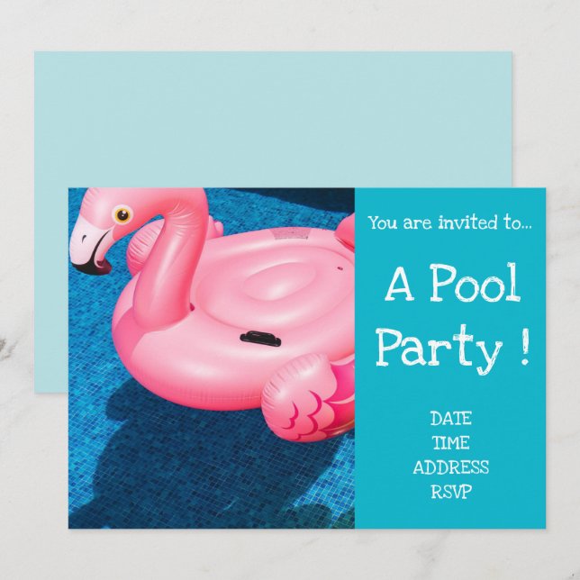 Invitación Fiesta de piscina retro juguete de piscina Flaming (Anverso / Reverso)