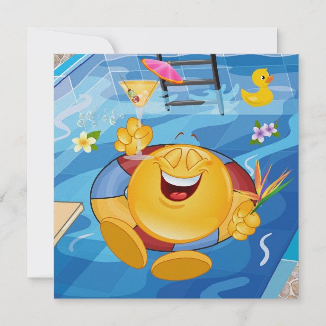 Invitación Fiesta de piscina - SONRISA! (Anverso)