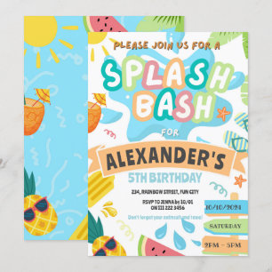 Invitación Fiesta de Piscina Splash de Verano Chicos Bash Par