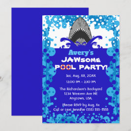 Invitación Fiesta de piscina temática de tiburón jawsome Cump