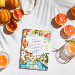 Invitación Fiesta de piscina toscana italiana | Spritz Bridal<br><div class="desc">Luminoso y alegre, el rosa pomelo añade brotes de rosa brillante que se equilibran con más cítricos, naranja dulce, limón, lima y kiwi en frescos tonos pastel, convirtiéndolo en una paleta divertida y espinosa. Los colores son divertidos y femeninos, lo que hace que esta paleta sea romántica, dulce y divertida....</div>