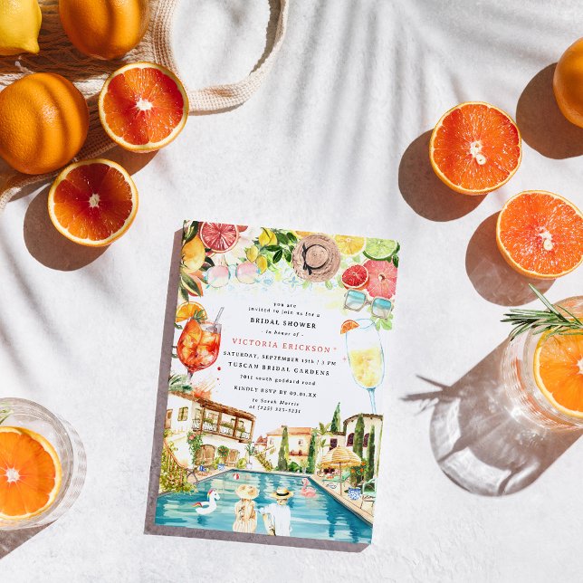 Invitación Fiesta de piscina toscana italiana | Spritz Bridal (Subido por el creador)