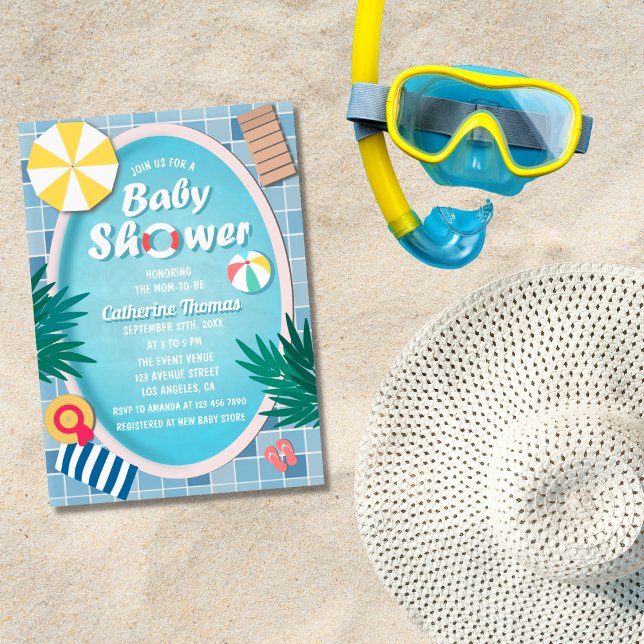 Invitación Fiesta de piscina tropical Baby Shower verano (Subido por el creador)