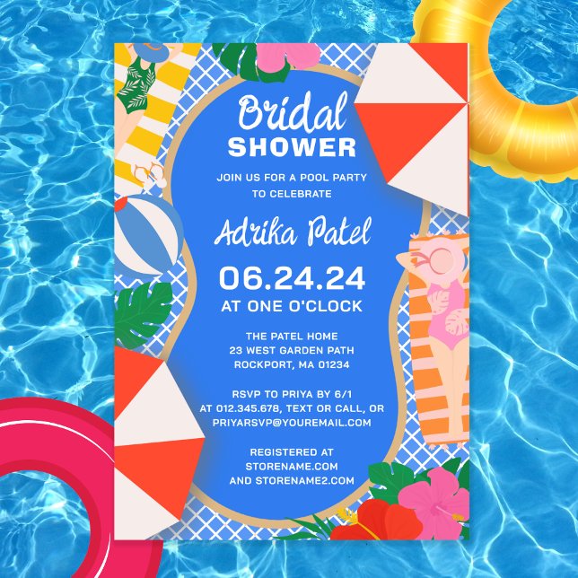 Invitación Fiesta de piscina tropical Boho Bridal Shower (Subido por el creador)