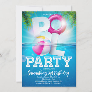 Invitación Fiesta de piscina tropical Cumpleaños