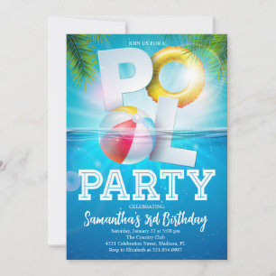 Invitación Fiesta de piscina tropical Cumpleaños