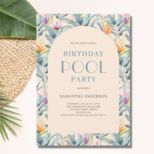 Invitación Fiesta de piscina tropical Cumpleaños (Subido por el creador)