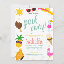 Invitación Fiesta de piscina tropical de Guay lindo verano cu