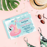 Invitación Fiesta de piscina tropical de Guay suave 16<br><div class="desc">Esta tierna y fresca y dulce invitación para 16 cumpleaños es perfecta para el verano. Cuenta con un flotante de agua color agua pintada a mano, una bebida de color flamingo y una piscina con una bebida tropical y un paraguas. Los colores son rosa, melocotón, azul, negro, amarillo y fucsia....</div>