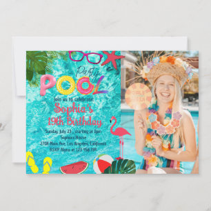 Invitación Fiesta de piscina tropical de verano Personalizado