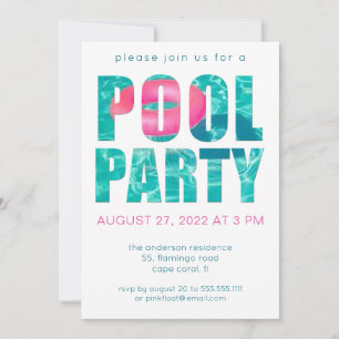 Invitación Fiesta de piscina tropical divertida