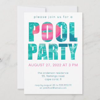Invitación Fiesta de piscina tropical divertida
