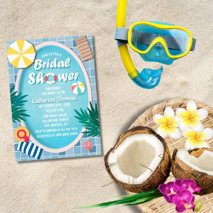 Invitación Fiesta de piscina tropical ducha nupcial de verano