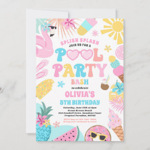 Invitación Fiesta de piscina tropical piscina de verano fiest