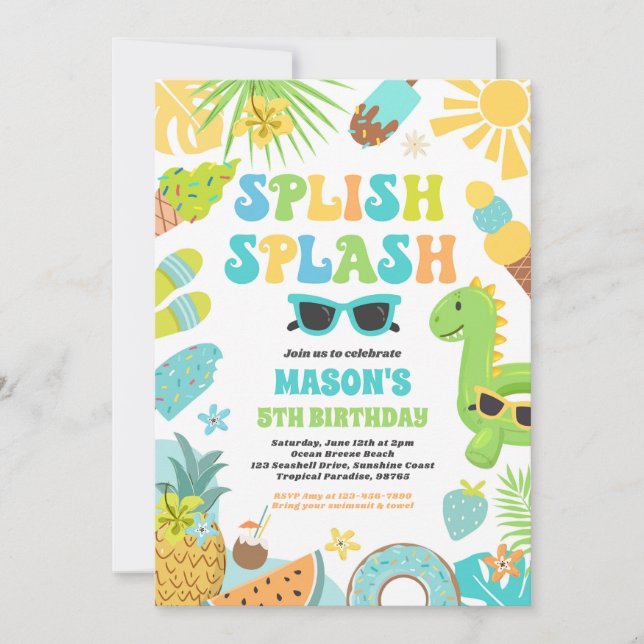 Invitación Fiesta de piscina tropical piscina de verano fiest (Anverso)