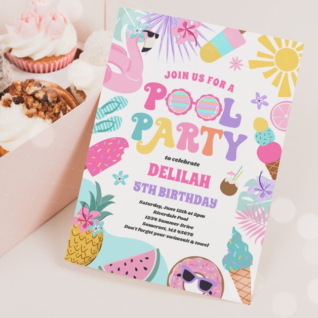 Invitación Fiesta de piscina tropical piscina de verano fiest (Subido por el creador)