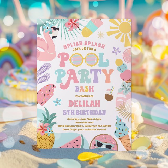 Invitación Fiesta de piscina tropical piscina de verano fiest (Subido por el creador)