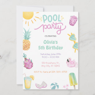 Invitación Fiesta de piscina tropical piscina de verano fiest
