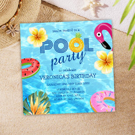 Invitación Fiesta de piscina verano agua divertida cumpleaños