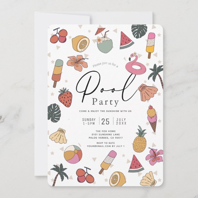 Invitación Fiesta de piscina verano Natación adulto (Anverso)