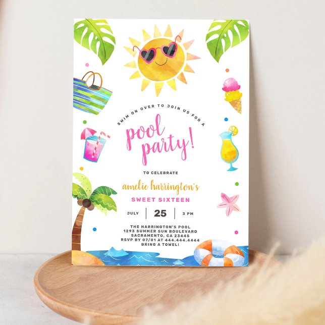 Invitación Fiesta de Piscina Verano Playa Cumpleaños Infantil (Subido por el creador)