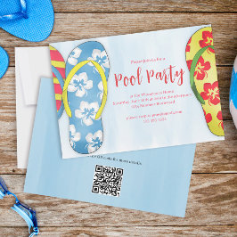 Invitación Fiesta de piscina Verano Tropical Beach Flip Flops