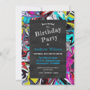 Invitación fiesta de pizarra de graffiti