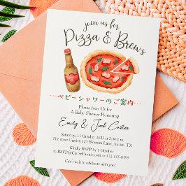 Invitación Fiesta de pizza, cerveza de Baby Shower prepara un