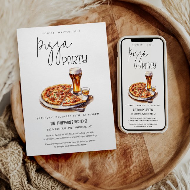 Invitación Fiesta De Pizza Cualquier Ocasión Fiesta Pizza Fie (Subido por el creador)