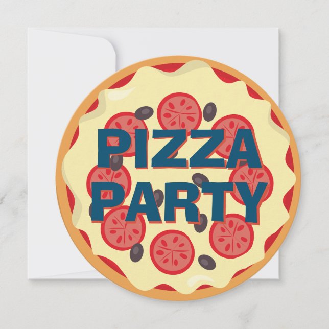 Invitación Fiesta de Pizza Cumpleaños de Cualquier Edad (Anverso)