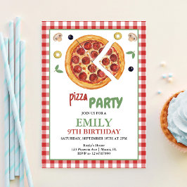 Invitación Fiesta de Pizza, Cumpleaños Divertido con Porcione