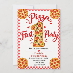 Invitación Fiesta de Pizza de 1er Cumpleaños 