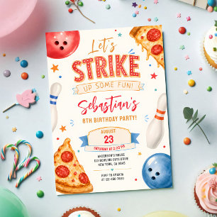 Invitación Fiesta de Pizza de Bolos Cumpleaños 4